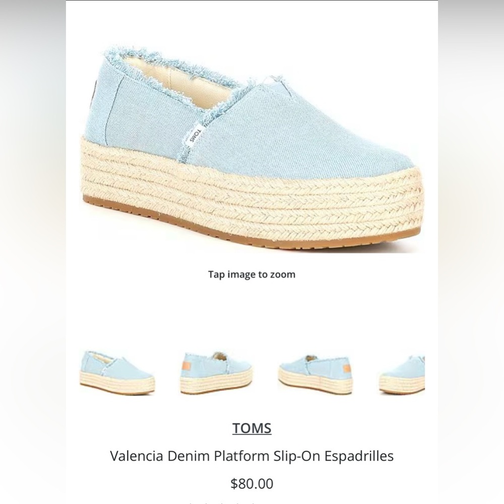 Toms Valencia Denim Slip-on Espadrille NWOT